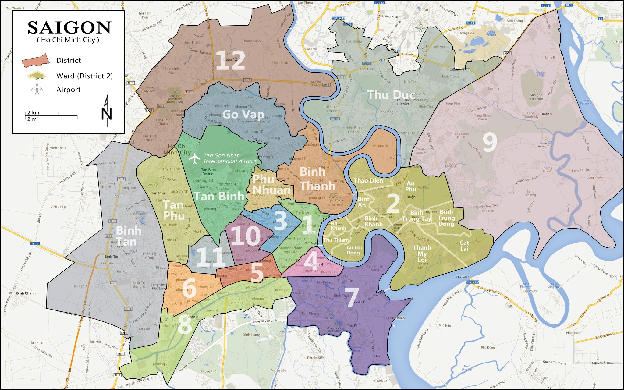 Ho Chi Minh city district map