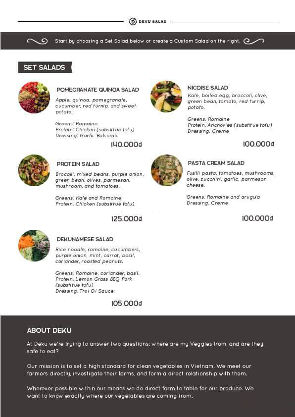 Deku Salad menu