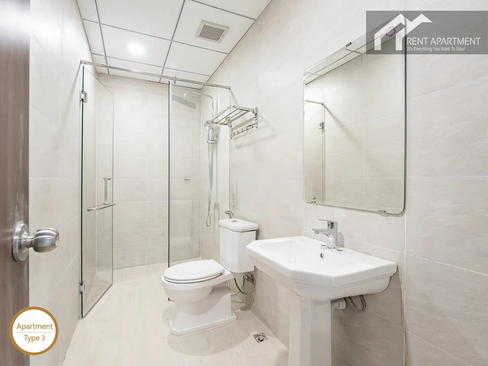 ID 2030 type 3 second bathroom with pedestal sink mirror toilet and glass shower stall