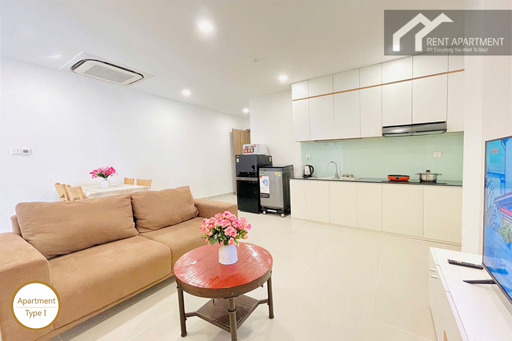 ID 2031 type 1 modern kitchen with white cabinets washing machine and refrigerator