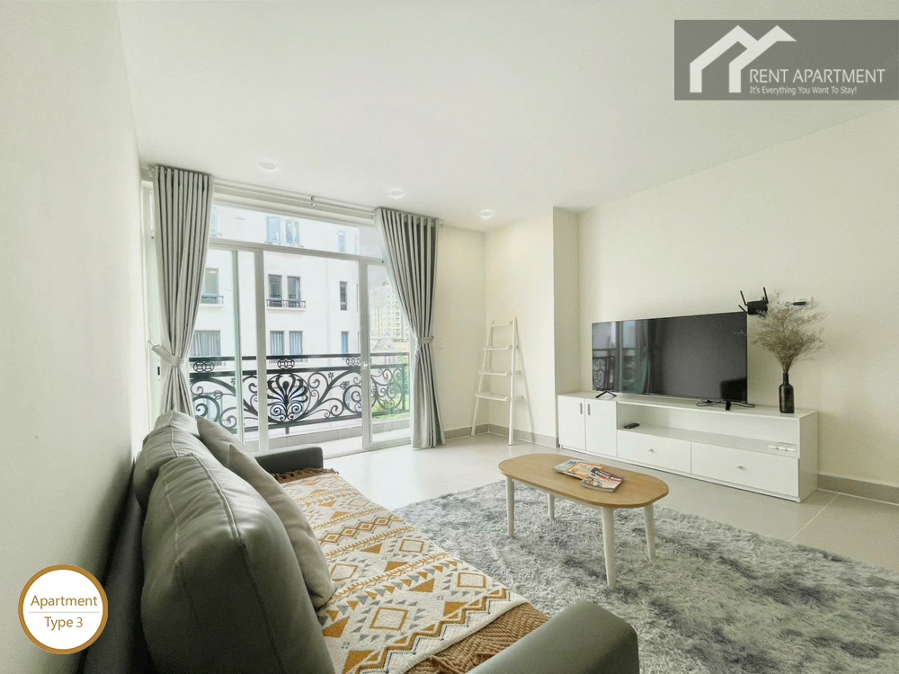ID 2031 type 3 living room featuring comfortable leather sofa tv console and balcony