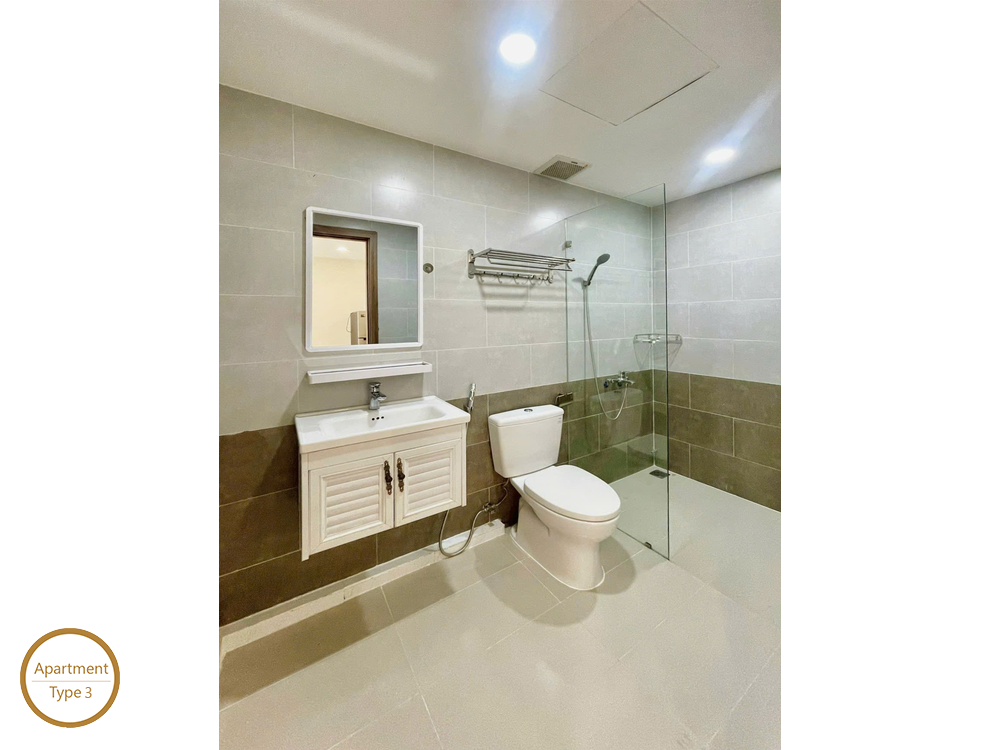 ID 2031 type 3 modern bathroom with vanity cabinet toilet and walk in shower