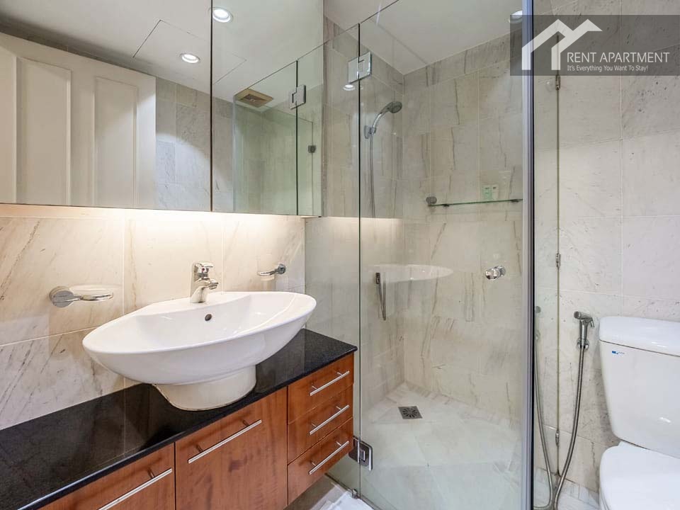 ID 2054 modern bathroom with vanity sink mirror glass shower cabin and toilet