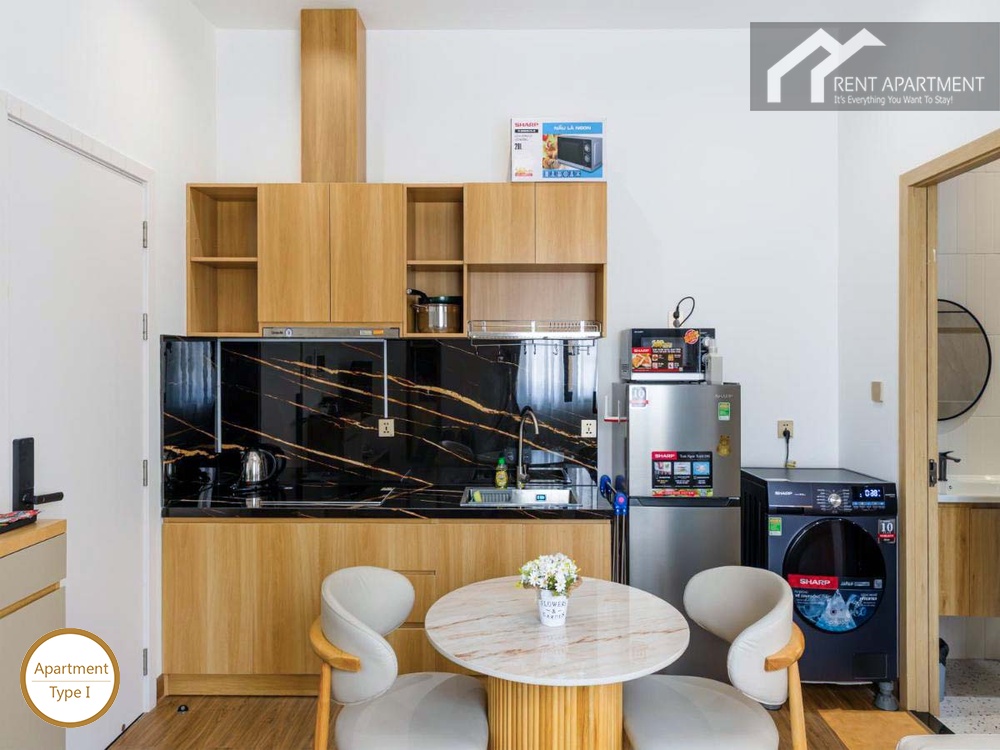 ID 2166 type 1 fully equipped kitchenette with induction hob sink washing machine and dining set