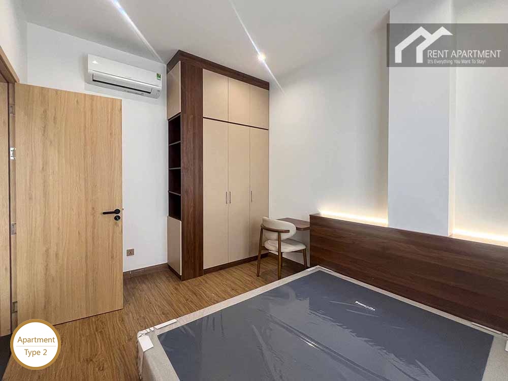 ID 2166 type 2 cozy bedroom with wood headboard built in wardrobe and desk