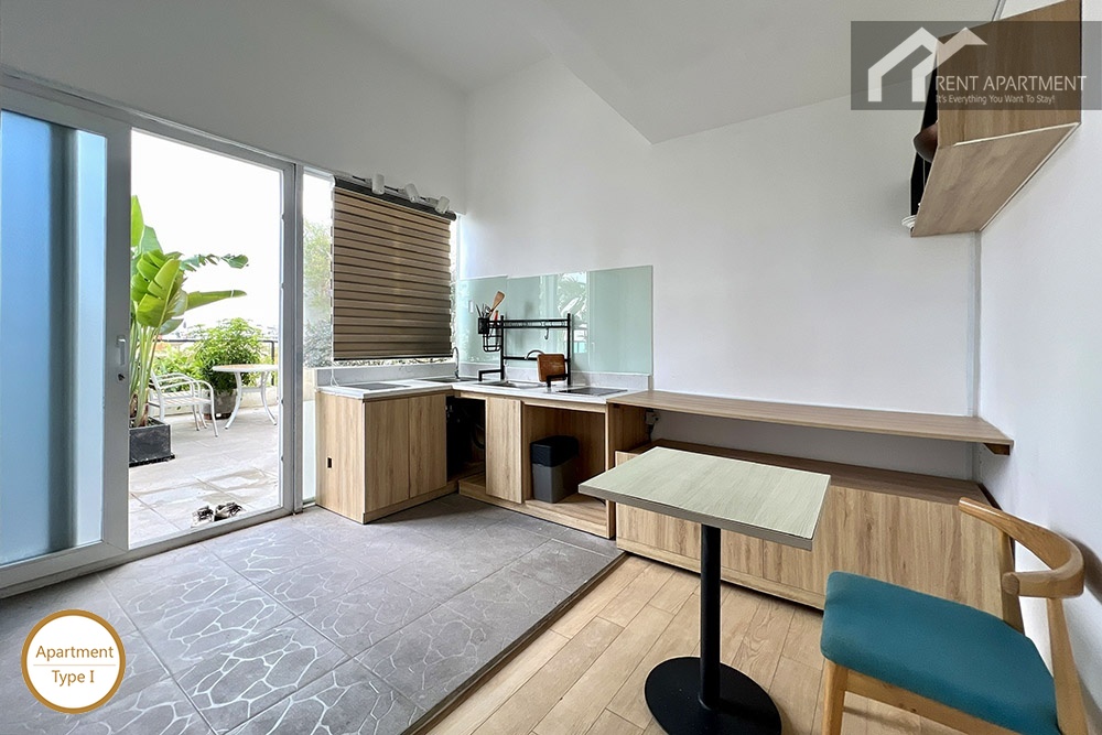 ID 2219 type 1 modern kitchen area with cabinets and fridge