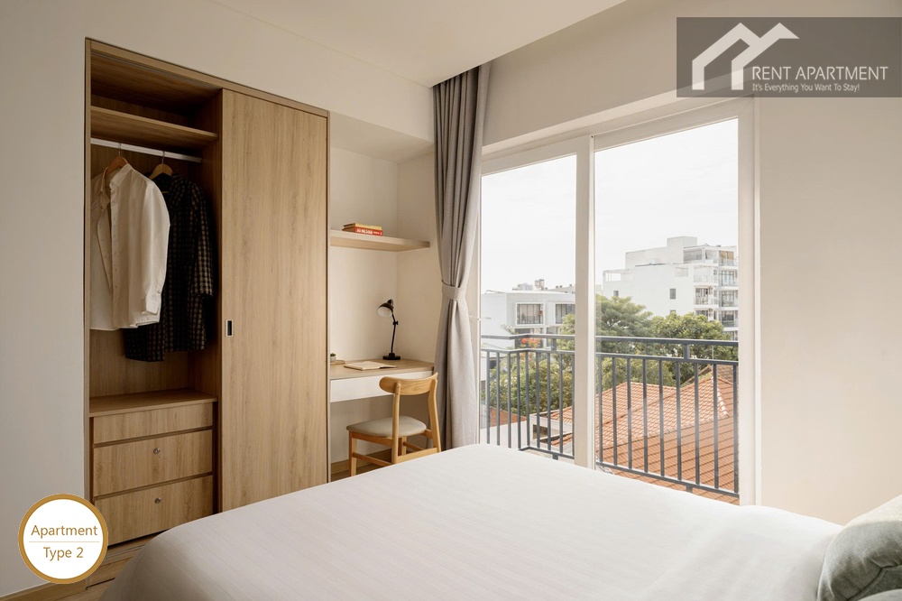 ID 2219 type 2 bed view facing wardrobe desk and balcony