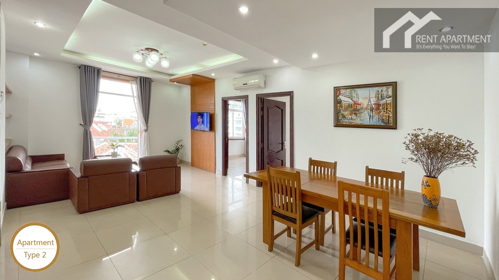 ID 2222 dining space with wooden table set and living room overview