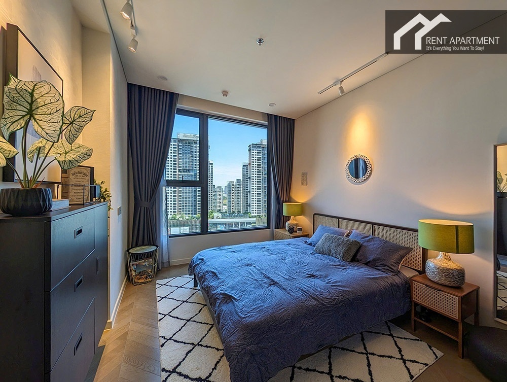 ID 2225 bedroom view with blue bedding chest of drawers and nightstand