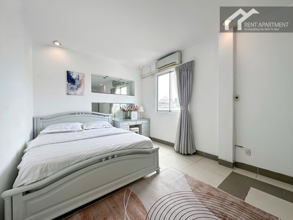 ID 2231 bedroom with white bed vanity mirror and window