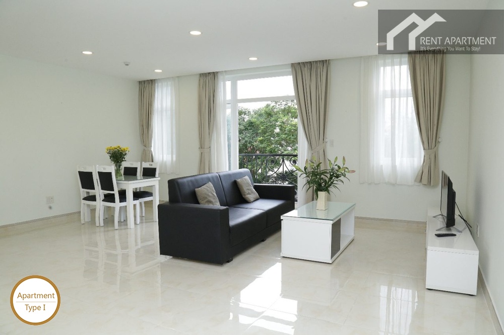 ID 2234 1br living room with black sofa and dining table