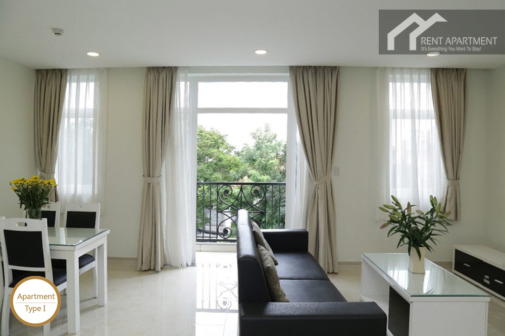 ID 2234 1br living room with dining table and balcony view