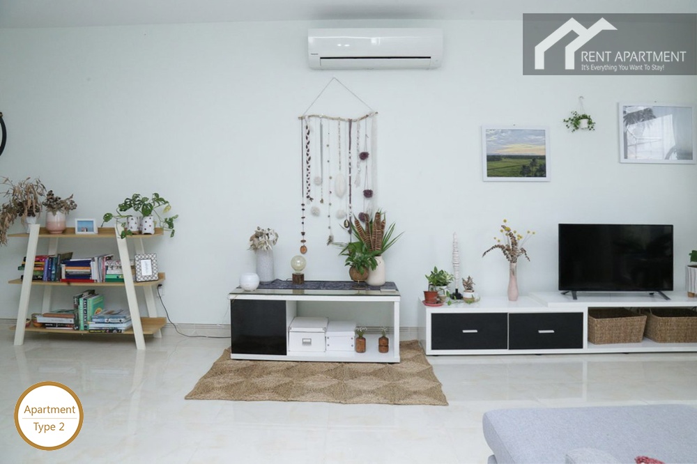 ID 2234 2br living room front view of tv cabinet and shelving