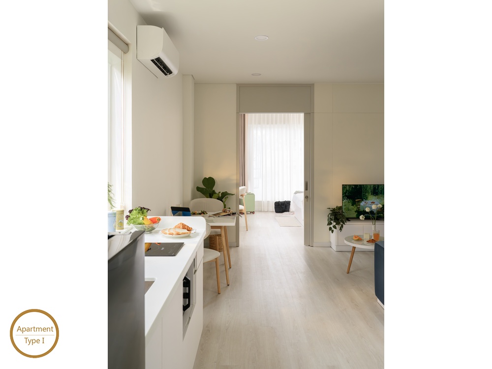 ID 2235 1br open living space with kitchen and dining
