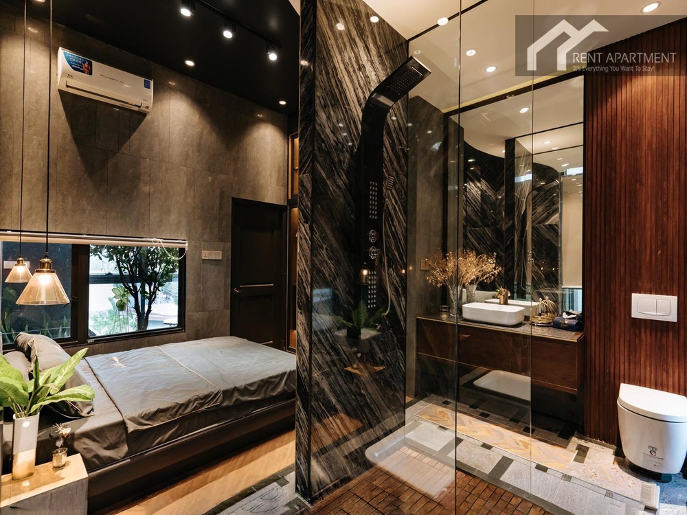 ID 2237 Piece by piece bronzy mosaic marble art on every floors & walls combines with modern oak furniture