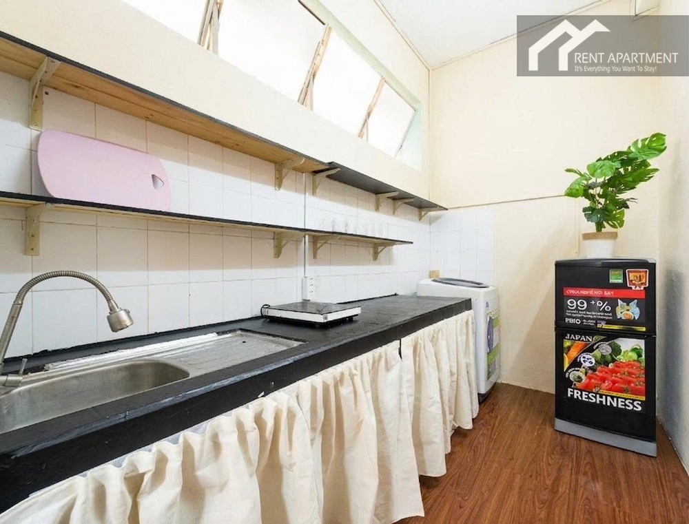 ID 2238 kitchen counter with sink wooden shelves washing machine and mini fridge