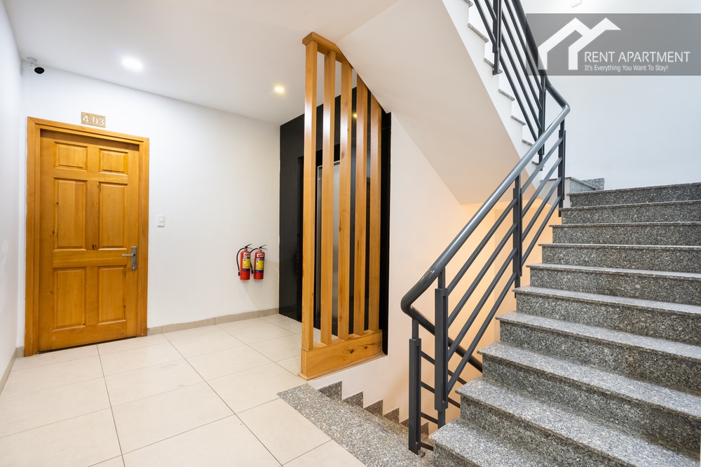 ID 2240 building hallway with elevator and granite staircase