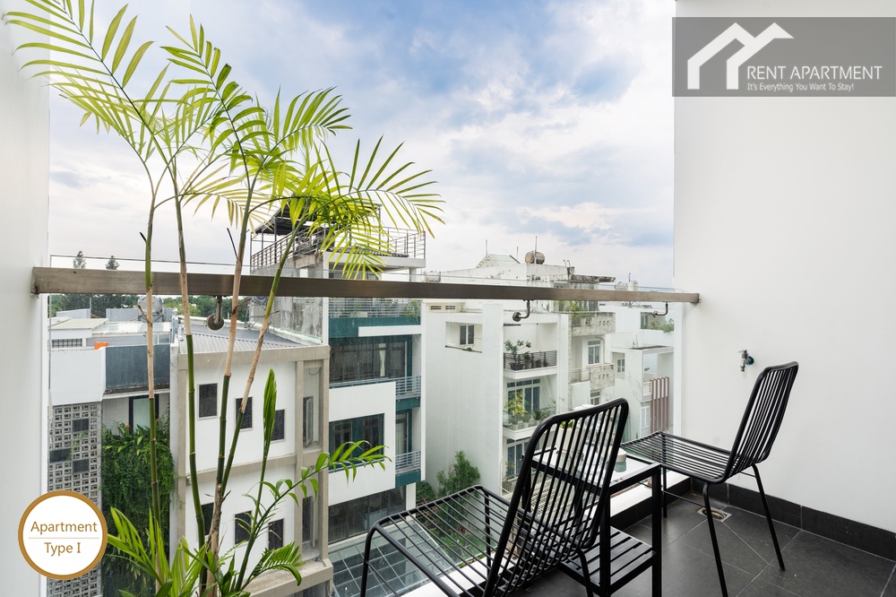 ID 2240 type 1 private balcony with outdoor seating and green plant