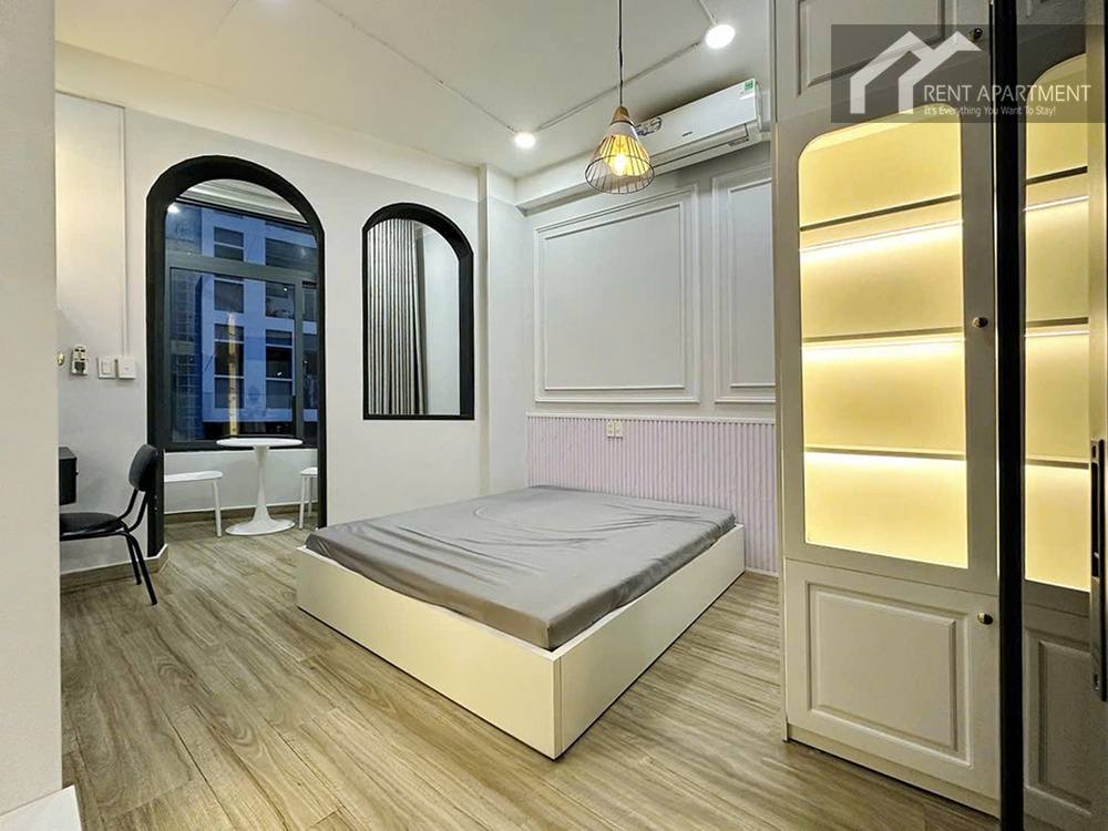 ID 2242 bright bedroom with double bed pendant light and arched window