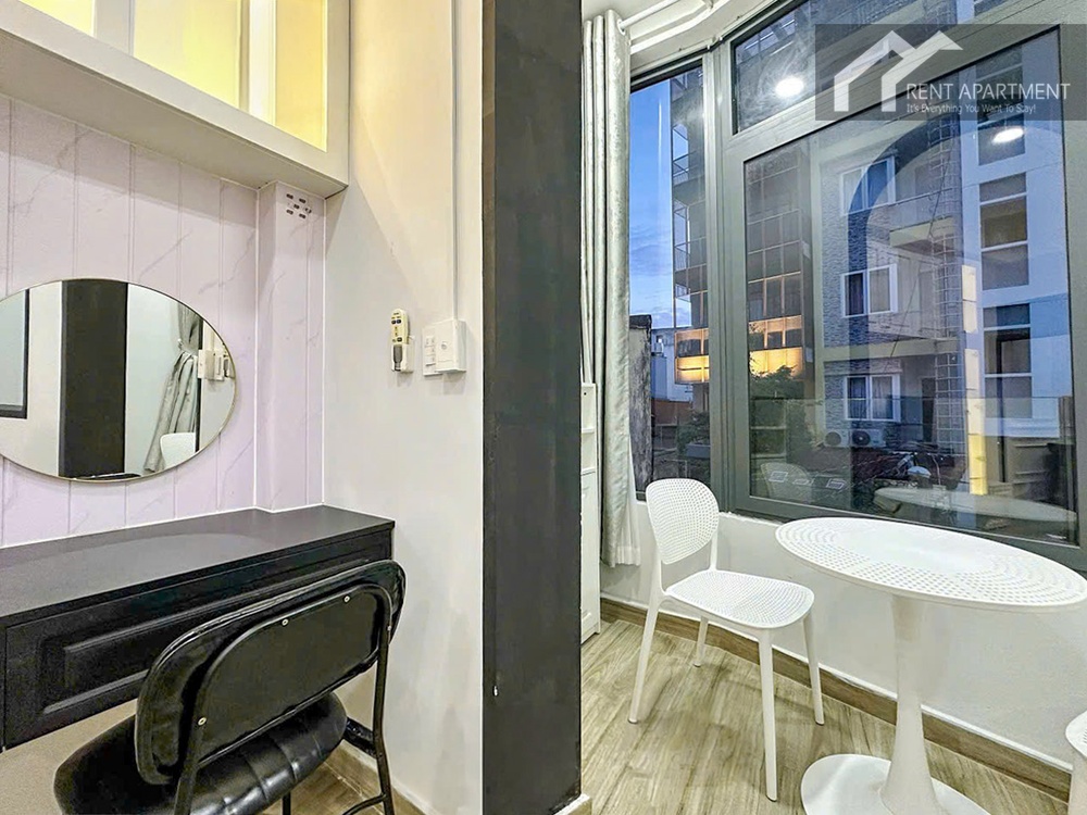 ID 2242 vanity desk and window sitting area with white table and chair