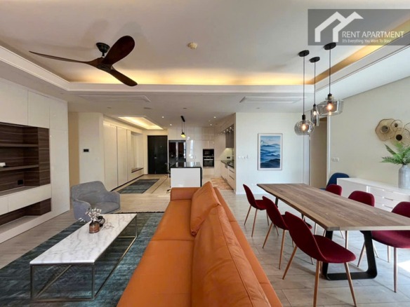 ID 2245 open plan living space with orange leather sofa and dining table