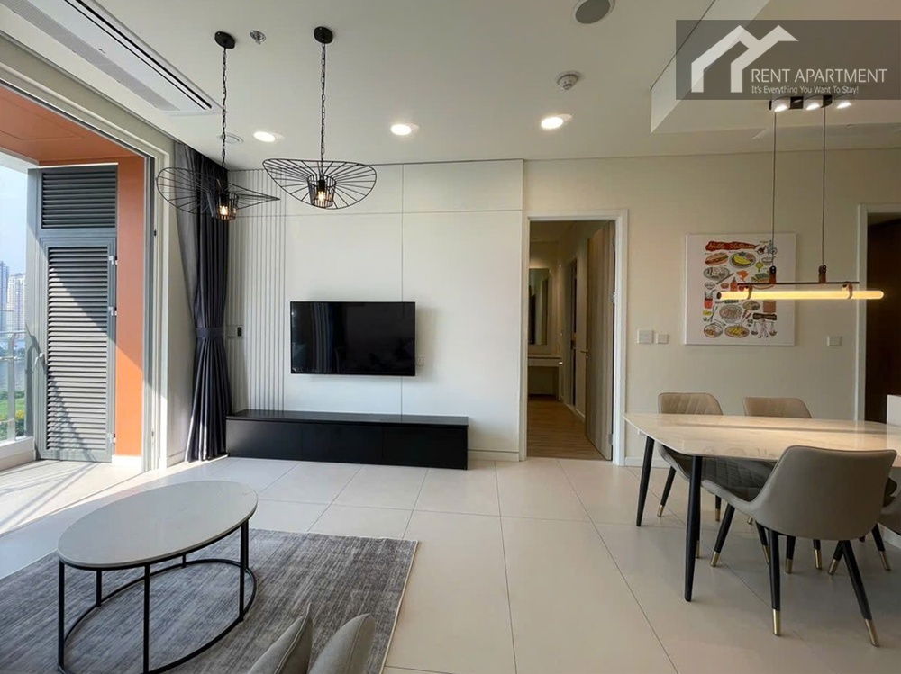 ID 2252 modern dining area with marble table and living room tv wall