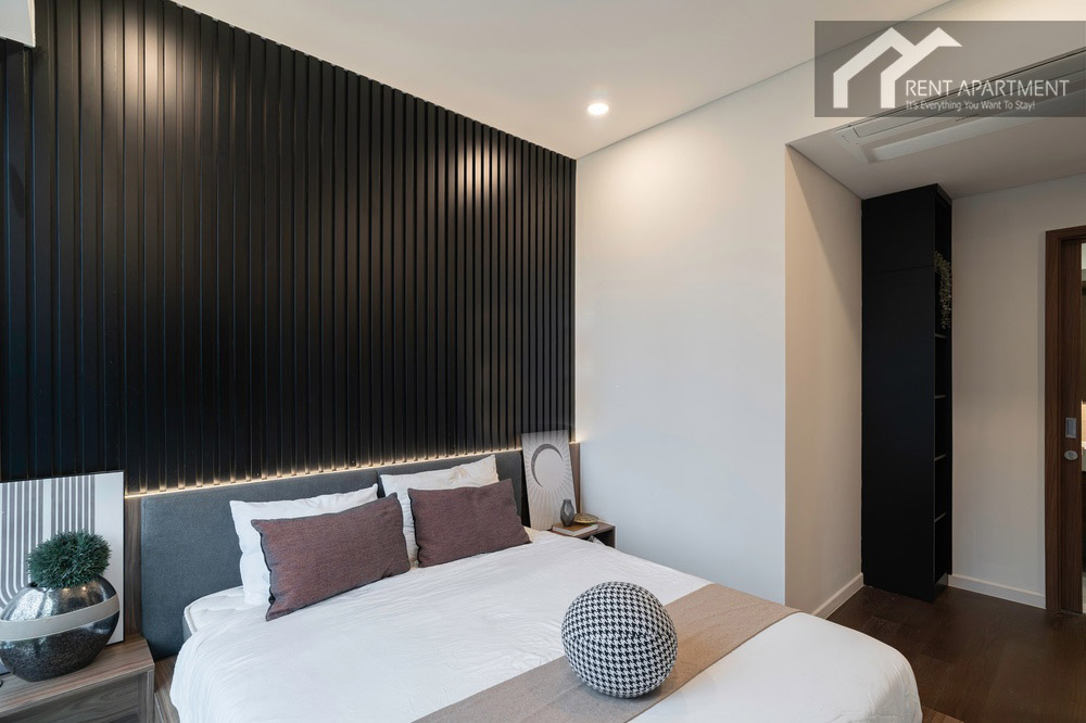 ID 2256 fourth bedroom with black slatted led headboard and built in shelving