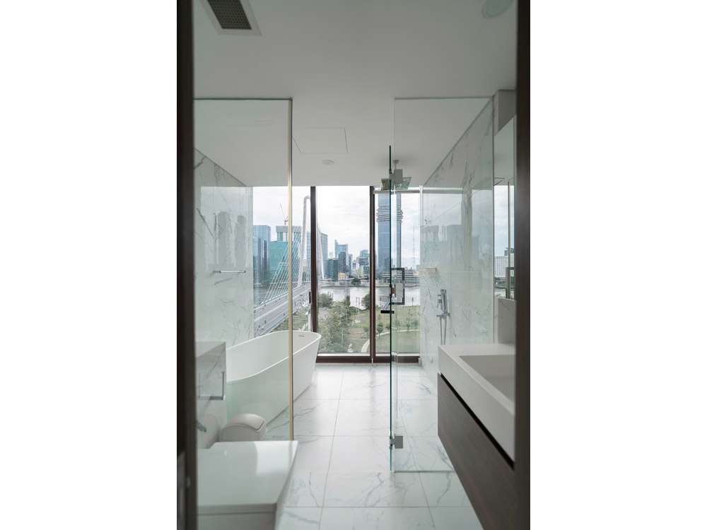 ID 2256 luxurious master bathroom with freestanding tub and scenic river view window