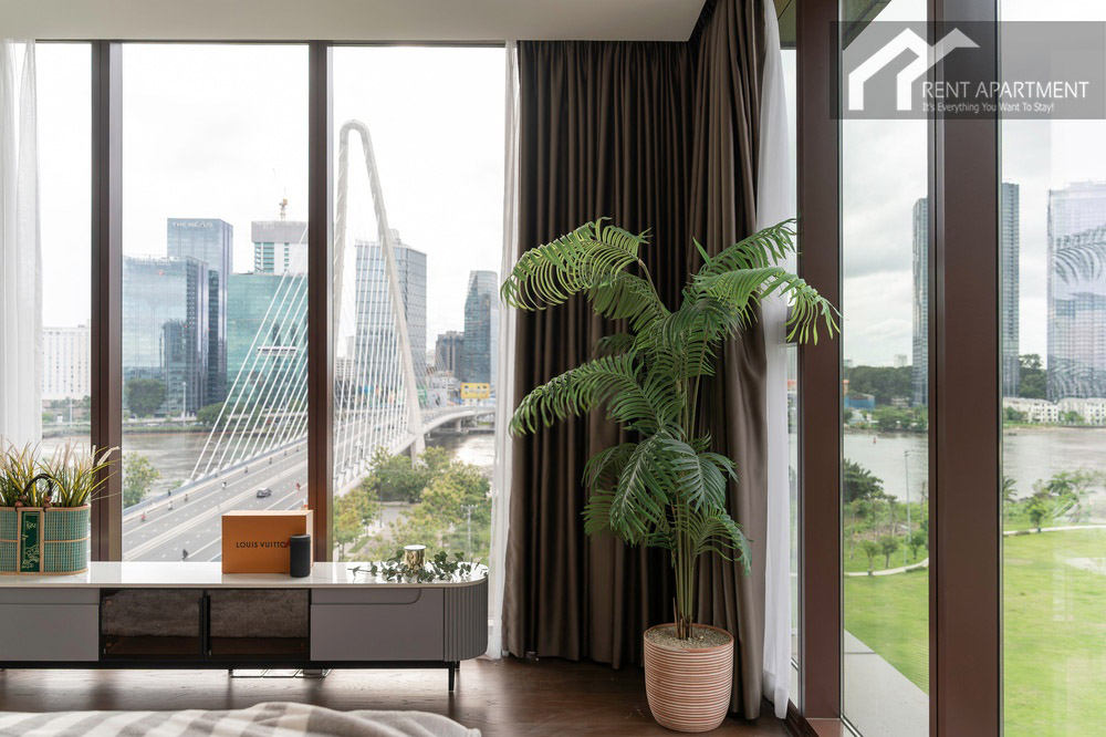 ID 2256 master bedroom corner relaxation nook with panoramic river and bridge view