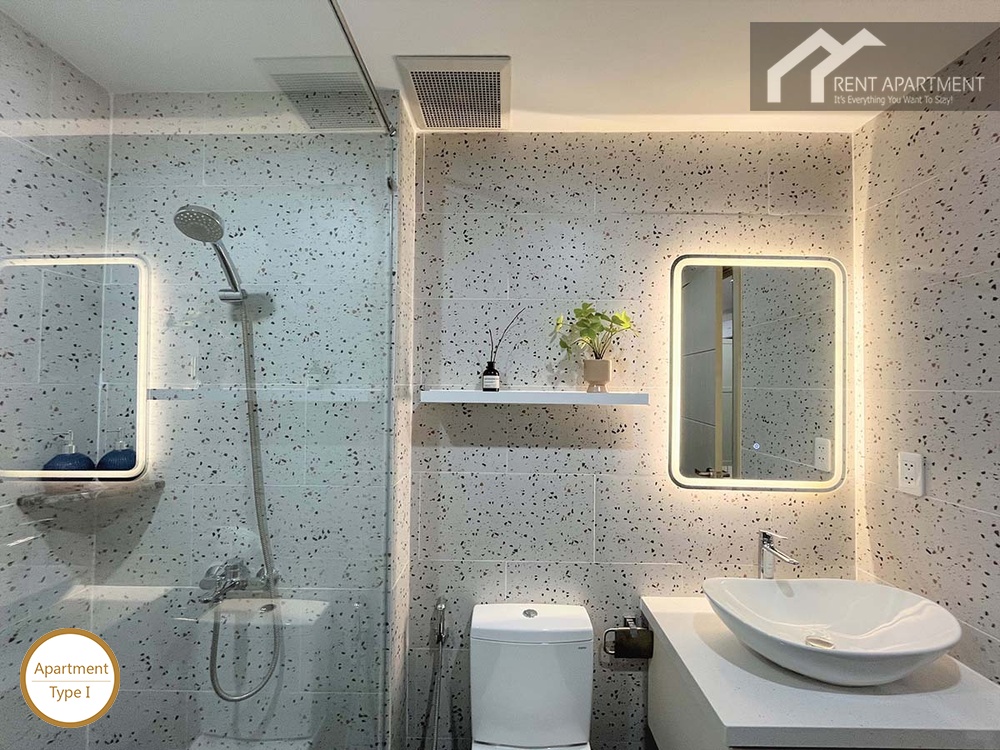 ID 2260 type 1 modern bathroom with led mirror and terrazzo tiles