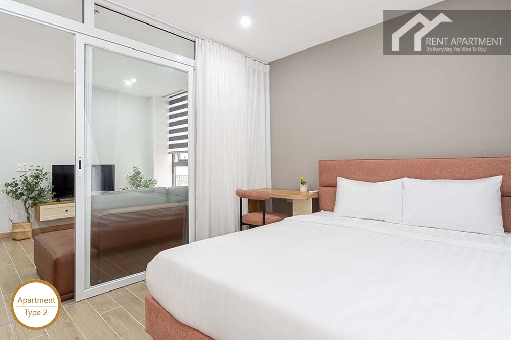 ID 2260 type 2 bedroom with double bed and sliding glass door to living room