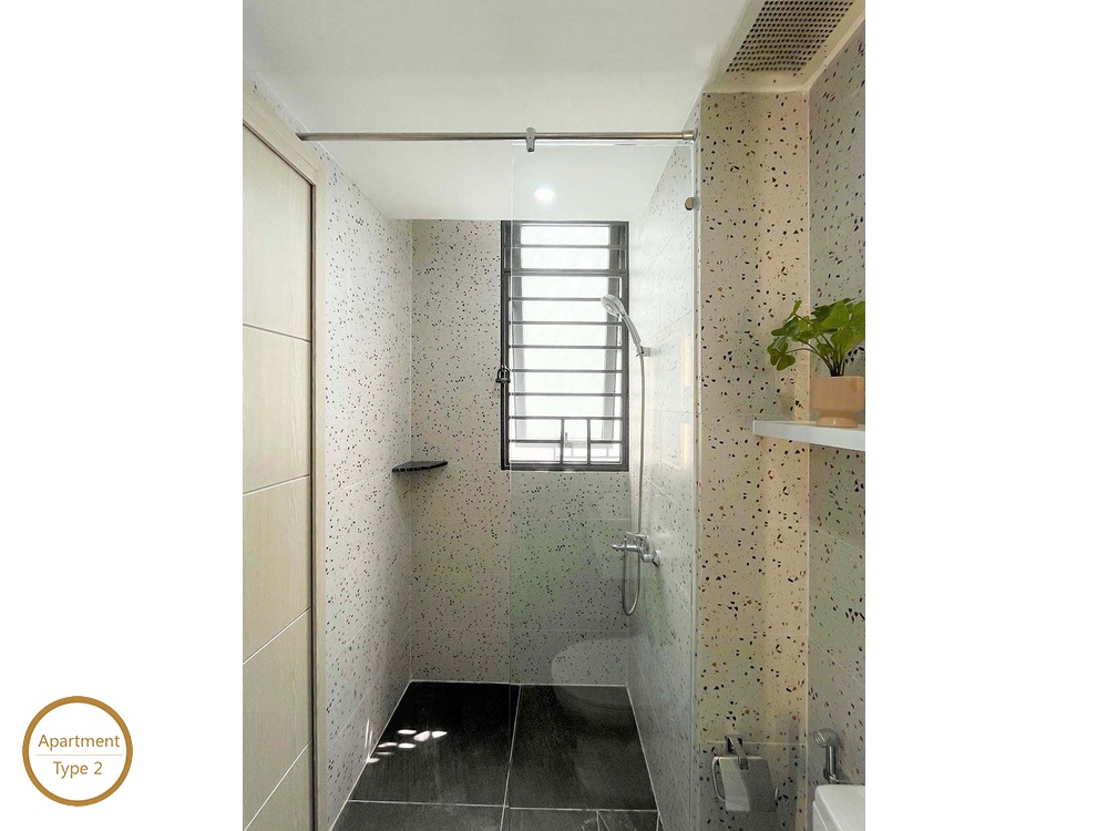 ID 2260 type 2 clean bathroom with walk in glass shower cabin