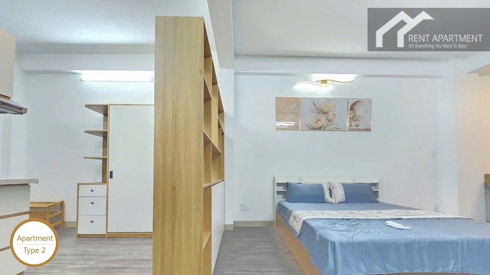 ID 2218 type 2 studio apartment with double bed wardrobe and divider shelf