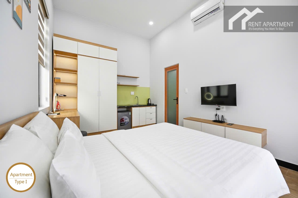 ID 2223 type 1 studio bedroom with double bed wall mounted tv and wardrobe