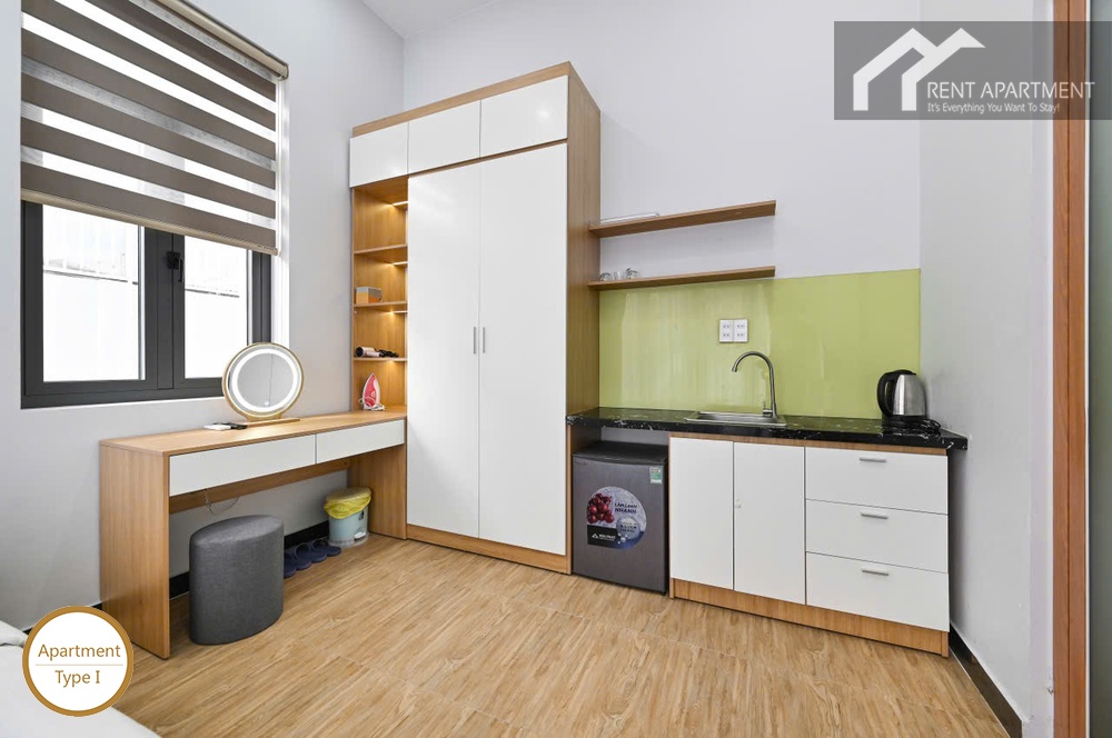 ID 2223 type 1 study desk with vanity mirror wardrobe and kitchenette counter