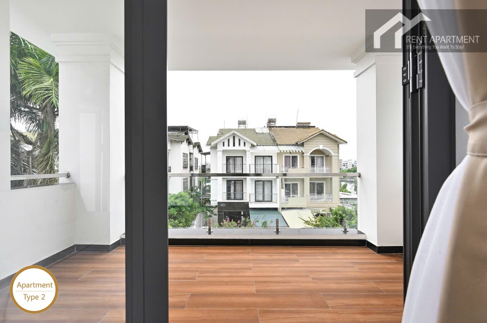 ID 2223 type 2 private balcony with glass railing and neighborhood view
