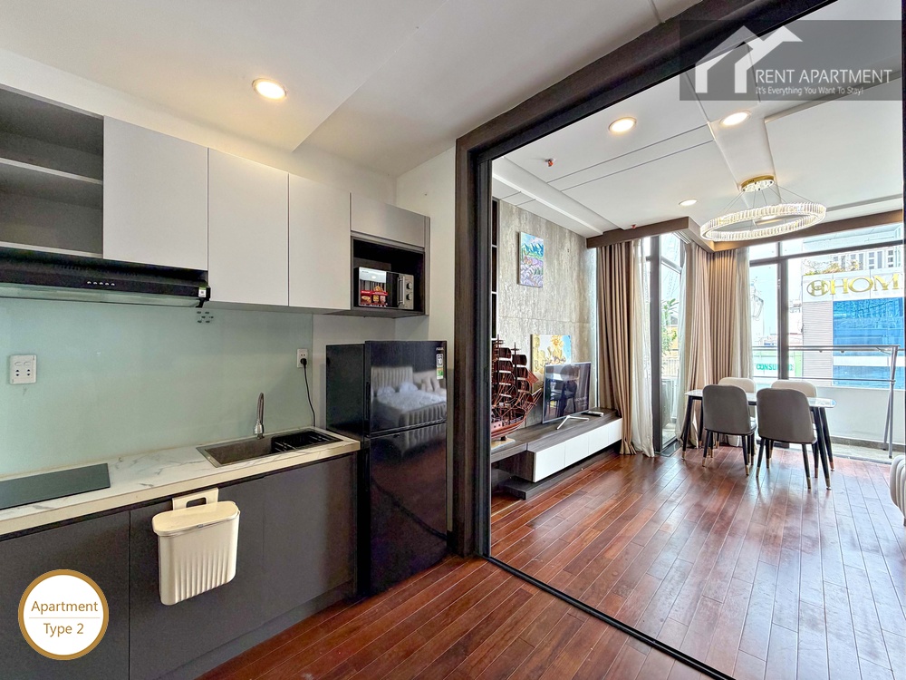 ID 2262 type 2 kitchen counter view through glass sliding door to living area