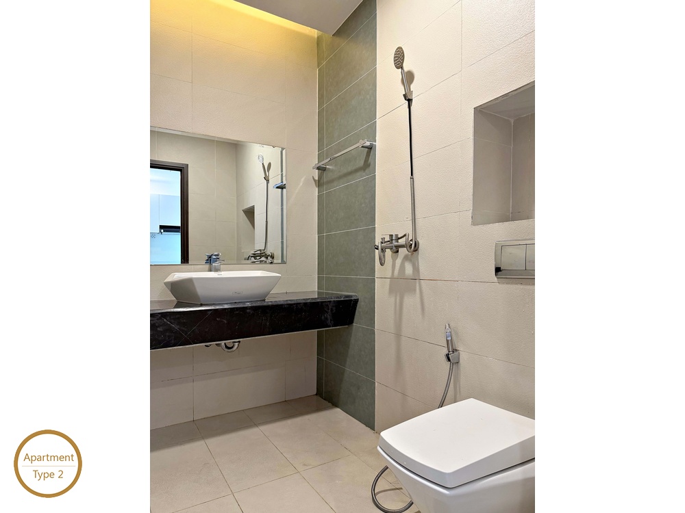 ID 2262 type 2 modern bathroom with vessel sink vanity and walk-in shower