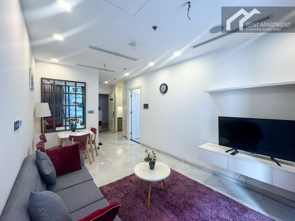 ID 2268 modern living room featuring smart tv wall console coffee table and dining table